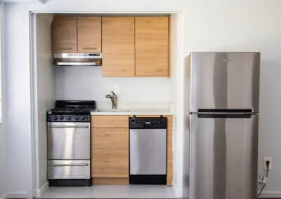 Kitchen with modern, stainless steel appliances